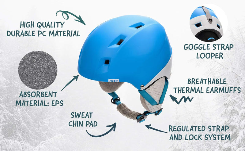 meteor Skihelm Kinder Snowboard Helm Herren Ski Helmet fur Mädchen Snowboardhelm Leichter Jungen Ski