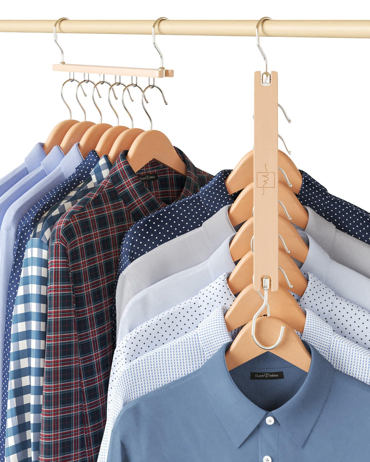 MORALVE Platzsparender Kleiderbügel Organizer – 4er-Pack – 6-stufiger Organizer aus europäischem Buc