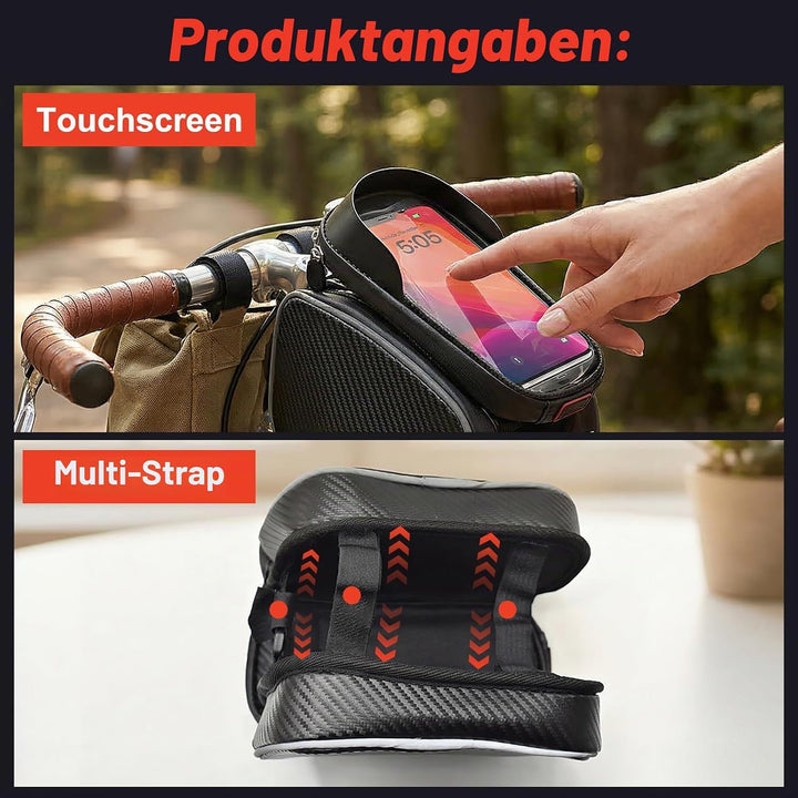 Fahrrad Rahmentasche, Wasserdicht Fahrrad Lenkertasche Oberrohrtasche Bikepacking mit TPU Sensitivem
