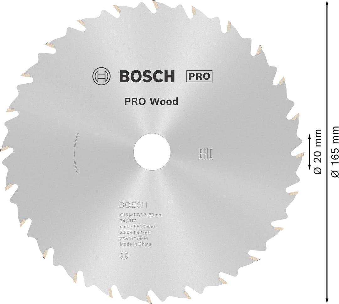 Bosch 1x PRO Wood Kreissägeblatt für Akku-Handkreissägen (für Weichholz, Hartholz, Ø mm, Professiona