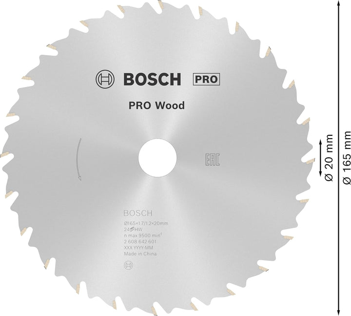 Bosch 1x PRO Wood Kreissägeblatt für Akku-Handkreissägen (für Weichholz, Hartholz, Ø mm, Professiona