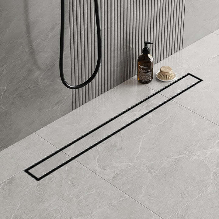 Neodrain Duschrinne 80cm Edelstahl Bodenablauf - 2 in 1 Duschablauf Flach Schwarz mit 360° Siphon, G