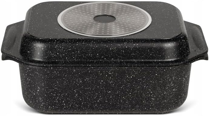 ZILNER Universalbräter Gourmet Granit – hochwertiger Bräter mit Deckel, ideal zum Schmoren, Grillen