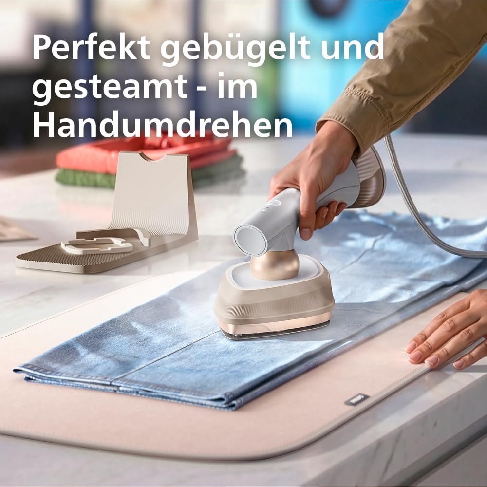 Philips OneTurn, 2-in-1 Bügeleisen & Steamer mit drehbarem Kopf, Einfach losbügeln – kein Brett, 45