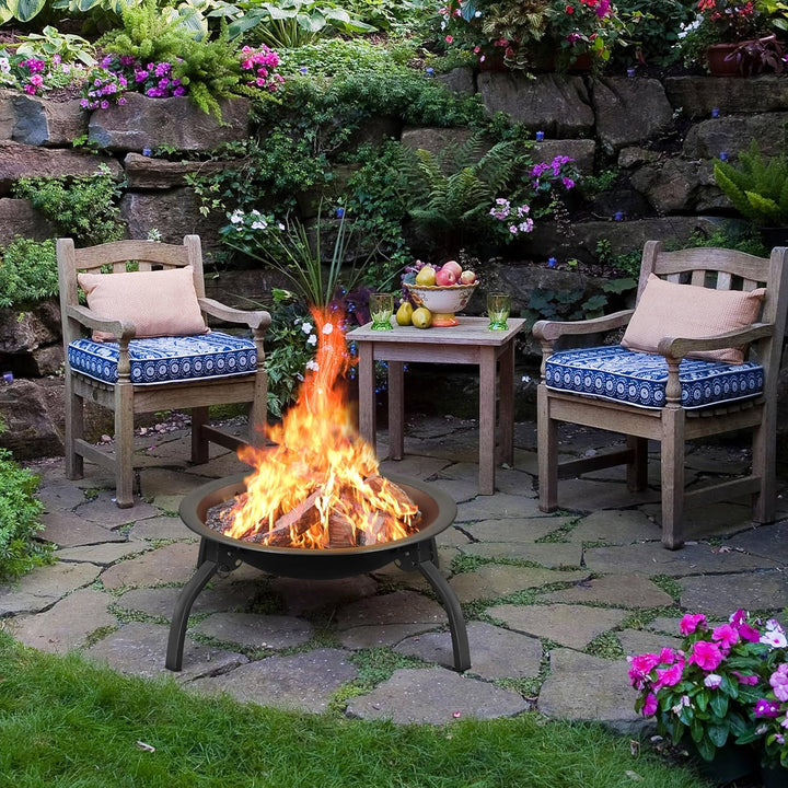 Yaheetech Feuerstelle Feuerschale mit Funkenschutz, Klappbare Feuerkorb Outdoor Fire Pits Feuerschal