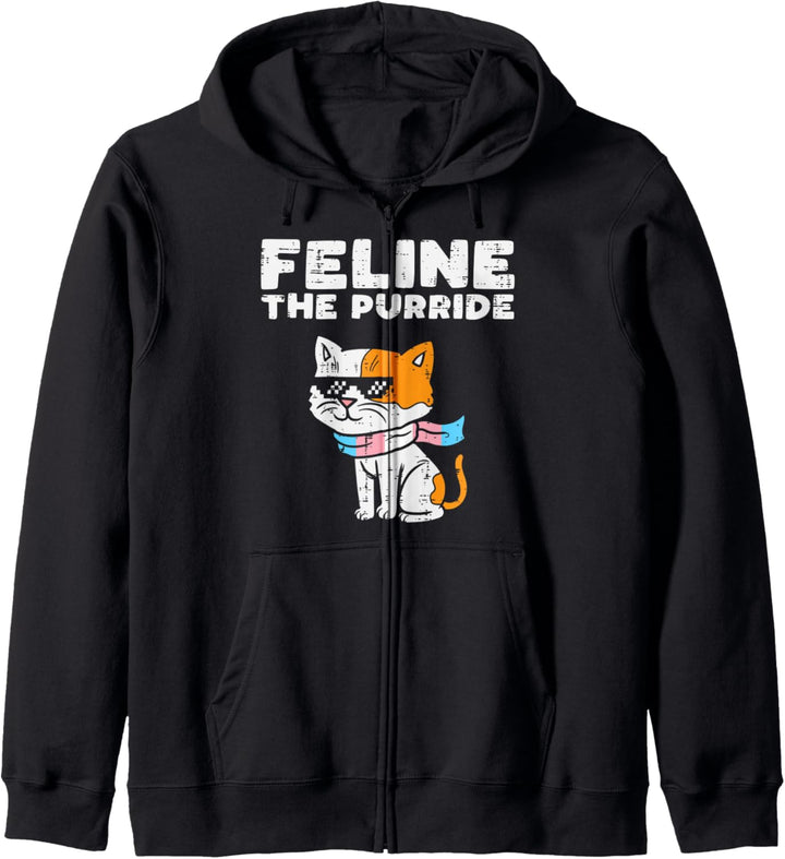 Feline Purride Transgender Cat Transsexual Trans Pride Flag Kapuzenjacke