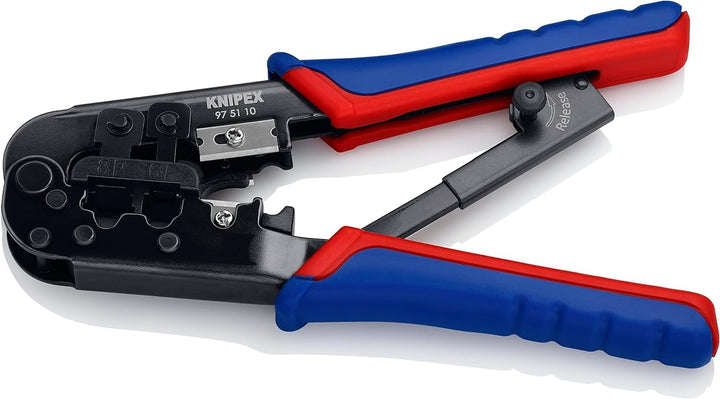 Knipex Crimpzange für Westernstecker brüniert, mit Mehrkomponenten-Hüllen 190 mm (SB-Karte/Blister)