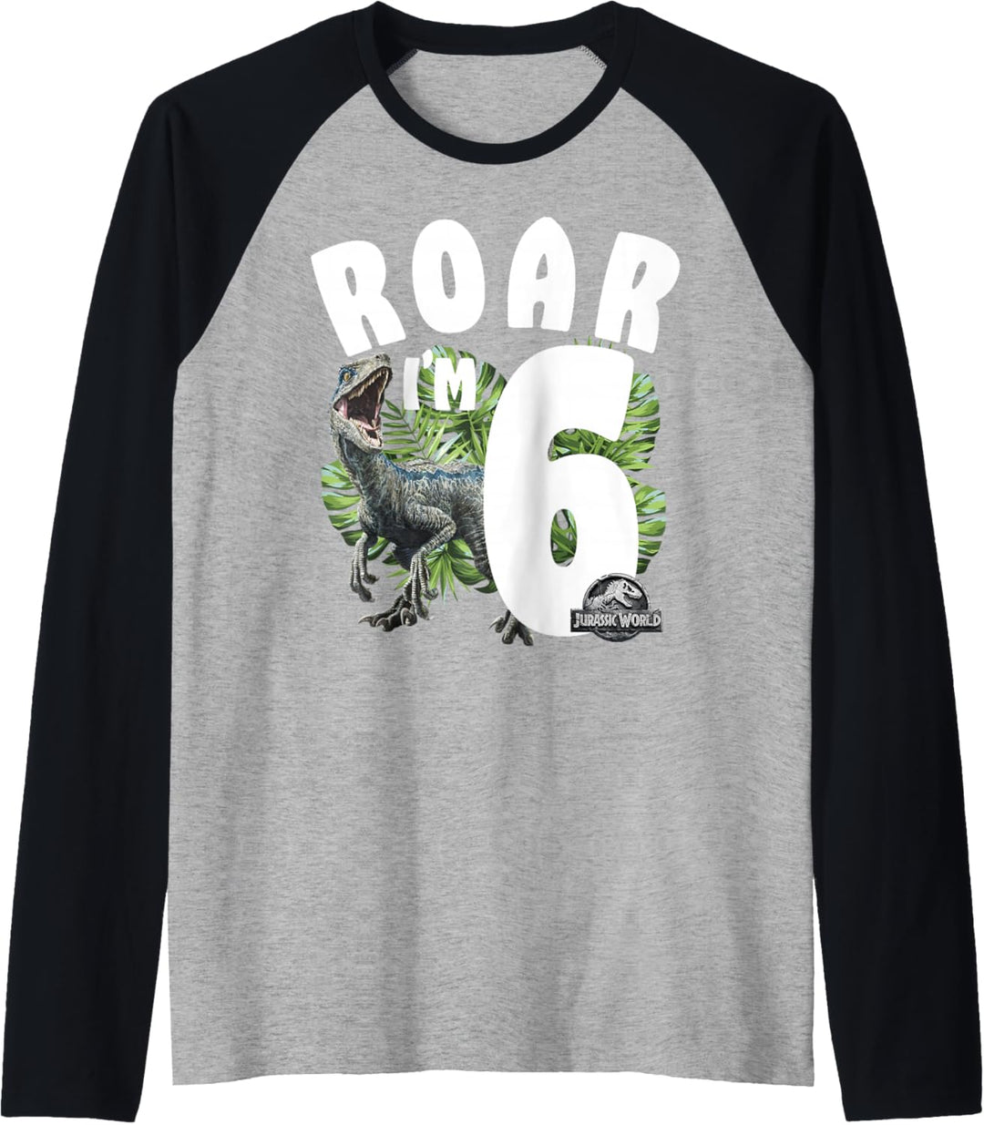 Jurassic World Birthday Raptor Roar I'm 6 Raglan