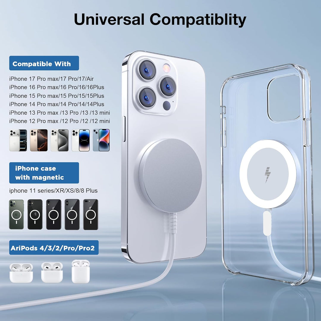Mag-Safe Ladegerät für iPhone Ladestation: Magnet Wireless Charger Induktive Kabelloses Ladepad Komp