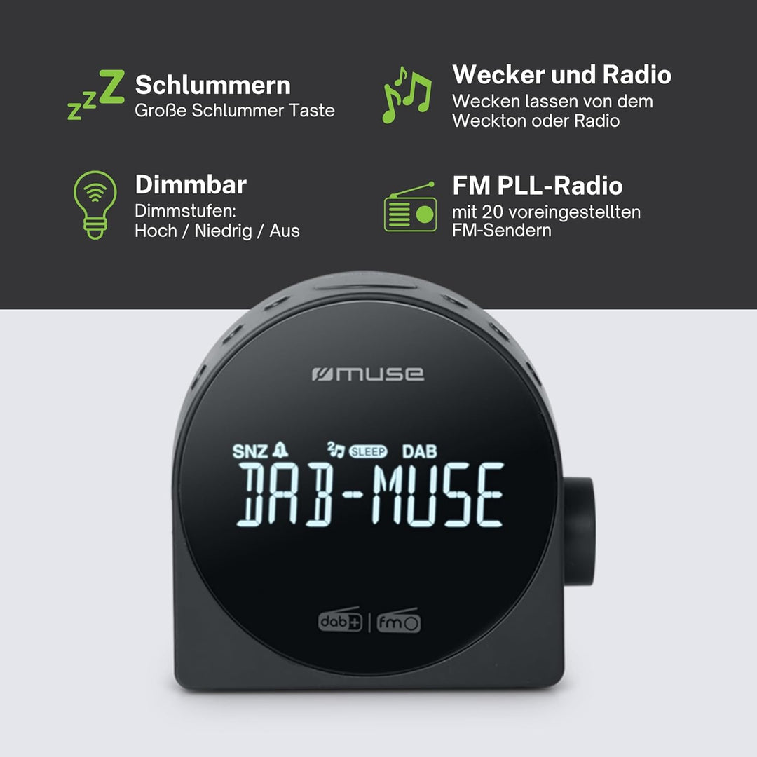 MUSE M-185CDB schwarz Uhrenradio DAB+ DUAL-Alarm Radiowecker digital