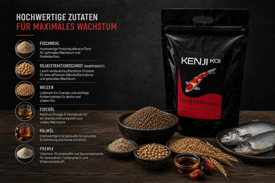 KENJI KOI Growth+ Koifutter 5kg 3mm Wachstumsfutter für den Koi | Schwimmendes Koifutter mit hochwer