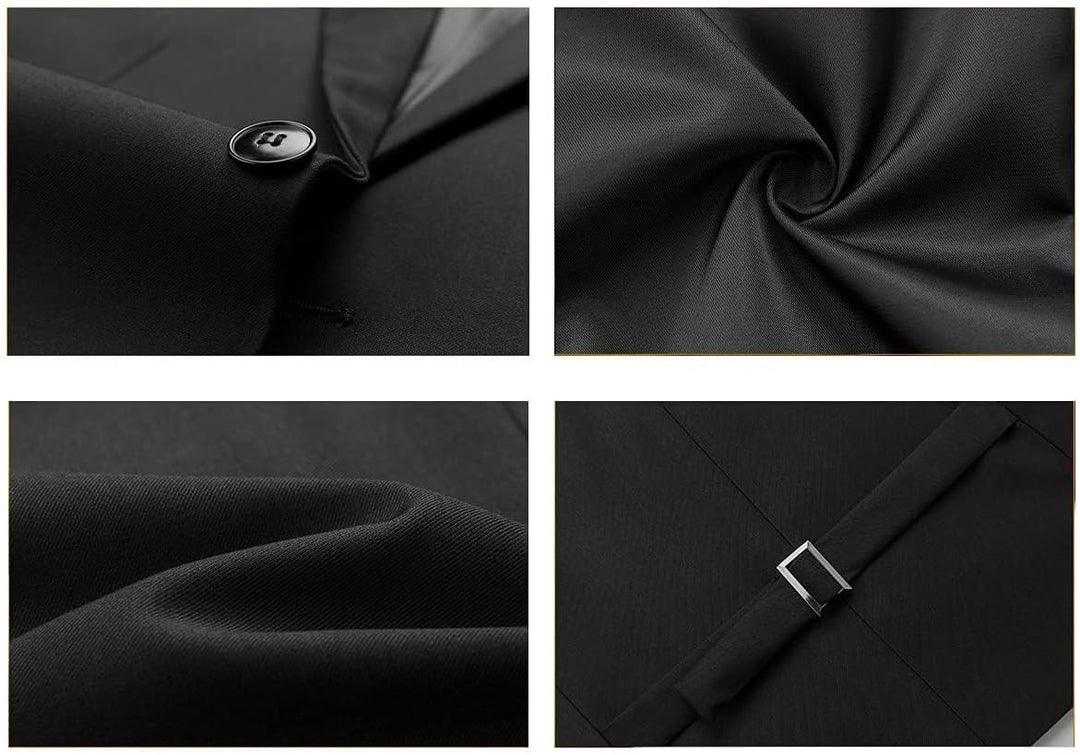KUDORO Herren Anzüge 3-teilig Slim Fit Eine Knöpfe für Hochzeit Business Herrenanzug Sakko Weste Hos
