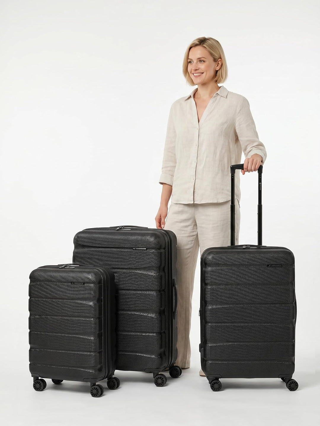Franky Munich 4.0 Koffer Set | Trolley Hartgepäck - Handgepäck Koffer mit 4 Rollen Einer Dehnfalte,