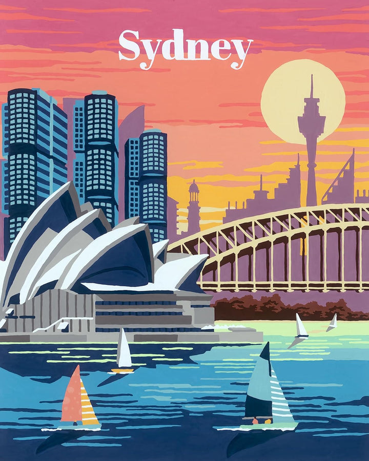 Ravensburger CreArt 23526 - Farbenfrohes Sydney - Malen nach Zahlen Erwachsene, DIY Malset mit Pinse