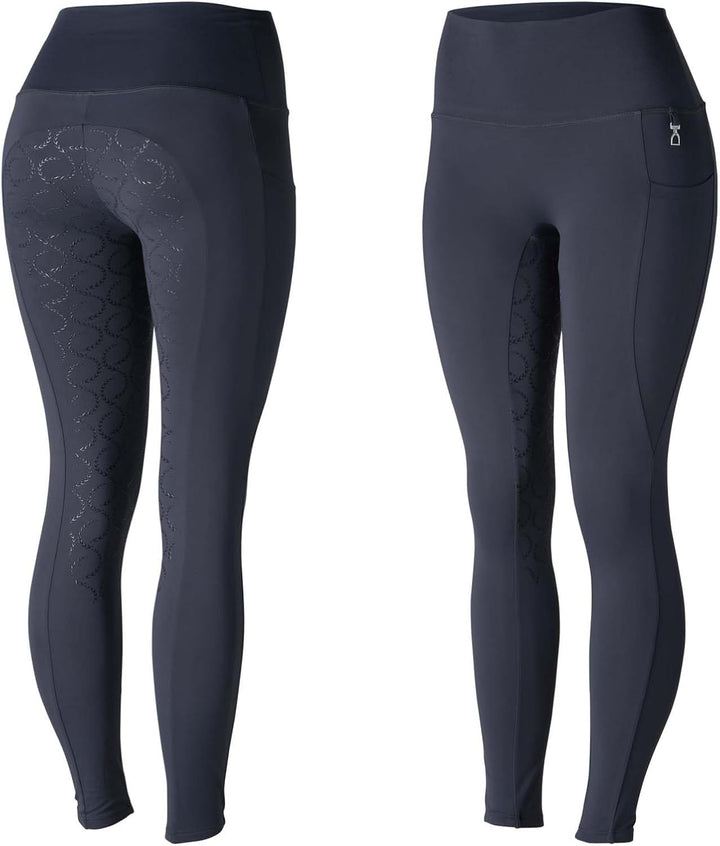 HORZE Damen Reitleggings Gillian, Reithose mit Handytasche und Silikonvollbesatz 26 Dunkles Marinebl