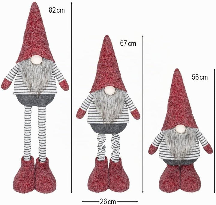 Ideen mit Herz | Deko-Wichtel mit Teleskopbeinen | Streifendesign | Masse: 26cm x 13cm x 56cm | Rot-