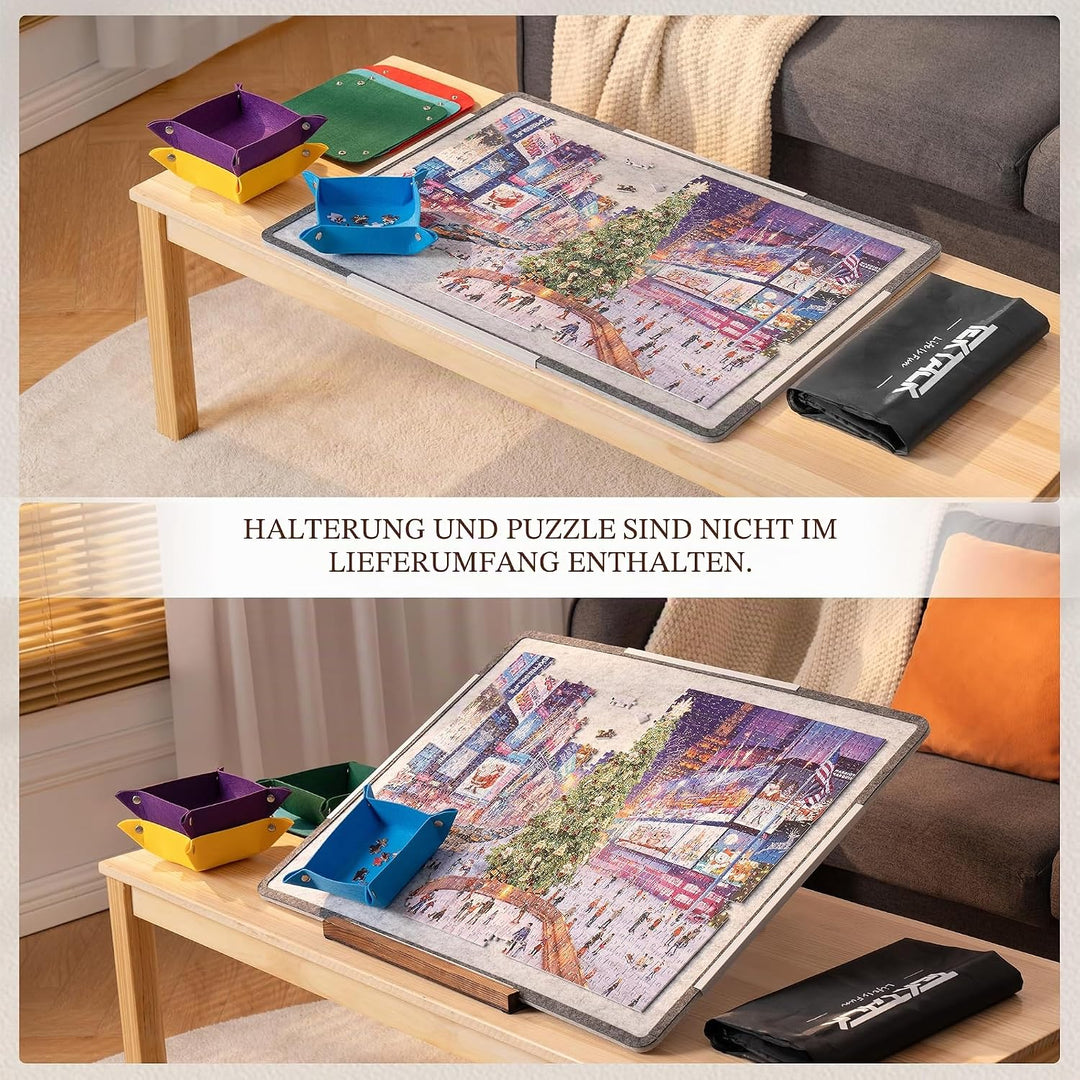 Tektalk Faltbare Puzzle-Board, Filz-Puzzlematte mit Rutschfester Oberfläche und 6 farbigen Sortierbe