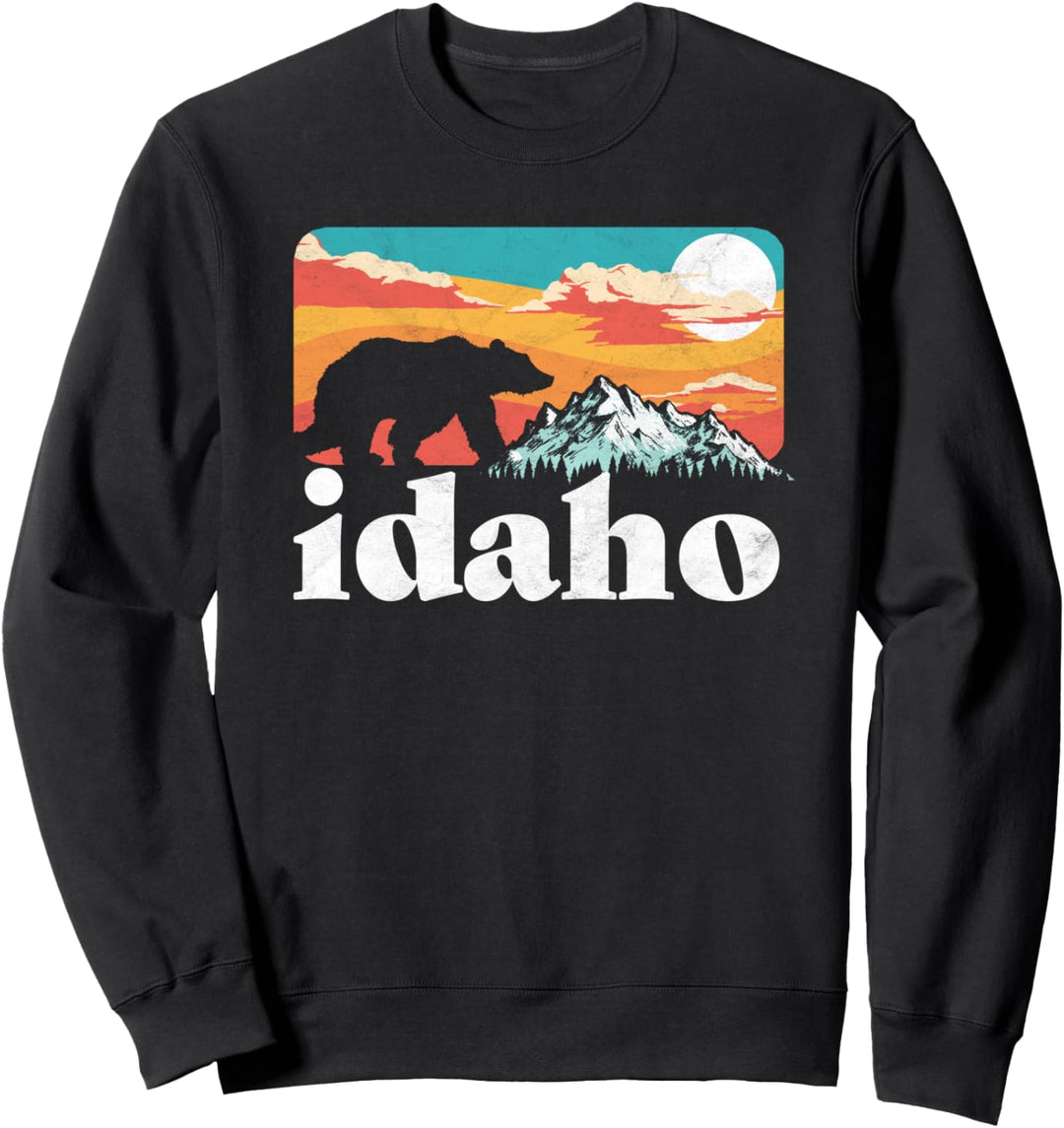 Idaho Retro Bear & Mountain Vintage 80s Graphic Sweatshirt