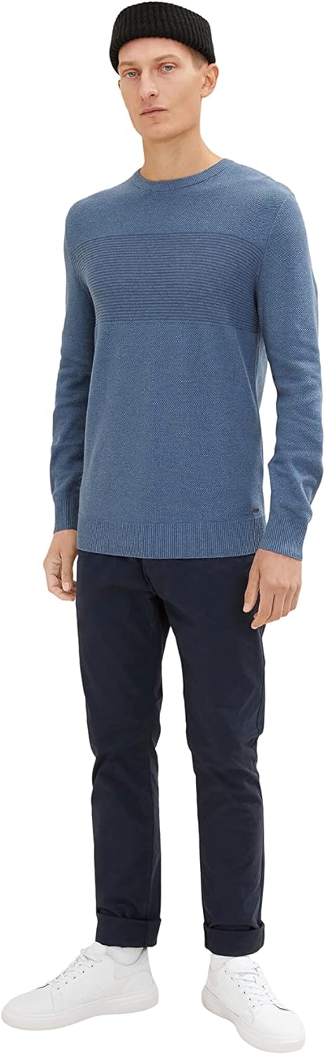 TOM TAILOR Herren Pullover XL 30278 - China Blue Melange, XL 30278 - China Blue Melange