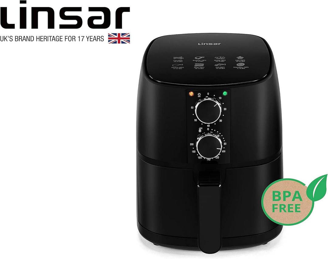 Heissluftfritteuse 4L - Airfryer mit Timer und Warmhaltefunktion - Temperatur wählbar - Energiespare