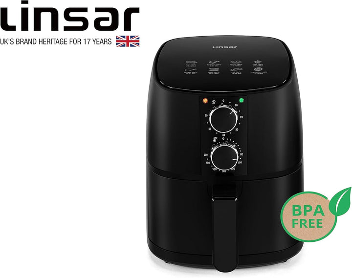 Heissluftfritteuse 4L - Airfryer mit Timer und Warmhaltefunktion - Temperatur wählbar - Energiespare