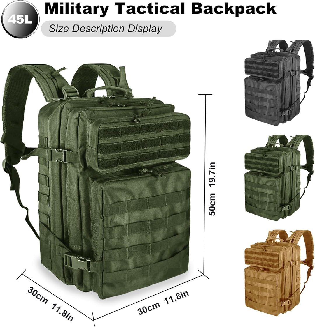 Militär Rucksack Herren,45L Gross Rucksack Wasserdicht Outdoor Assault Survival Wanderrucksack Herre