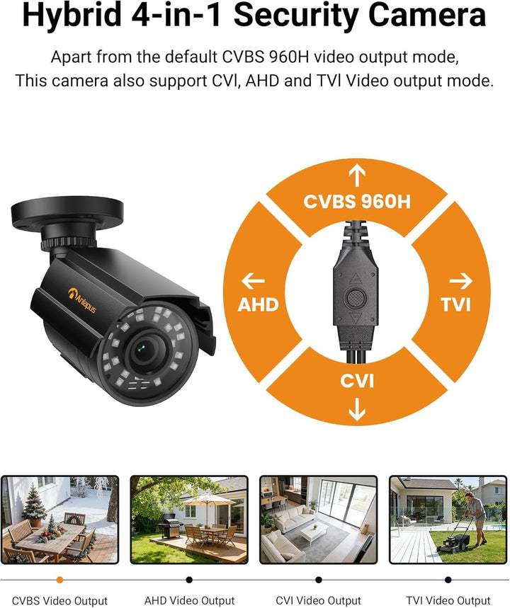 Anlapus 1080P Aussen Bullet Überwachungskamera IP66 Metallgehäuse 4in1 TVI/CVI/AHD/CVBS 24 IR LEDs 2