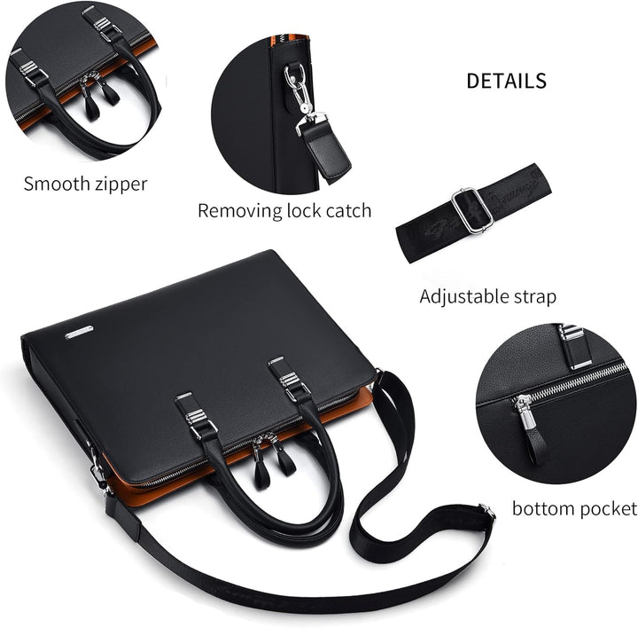 FSD.WG Herren Business Tasche,Wasserdichte Leder Aktentasche,Schulter Laptop Business Tasche für Bus