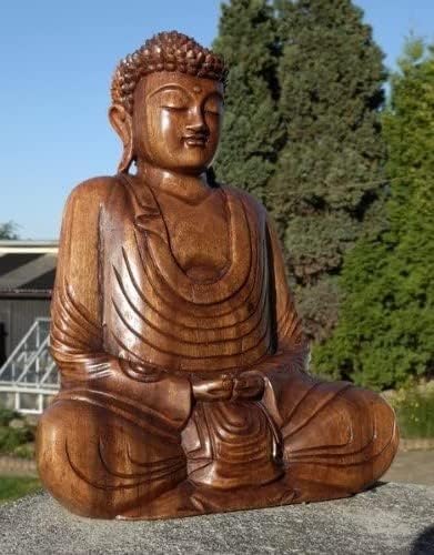 Wogeka Super schöner 40 cm Buddha Meditation Holz Budda Feng Shui BMHU40