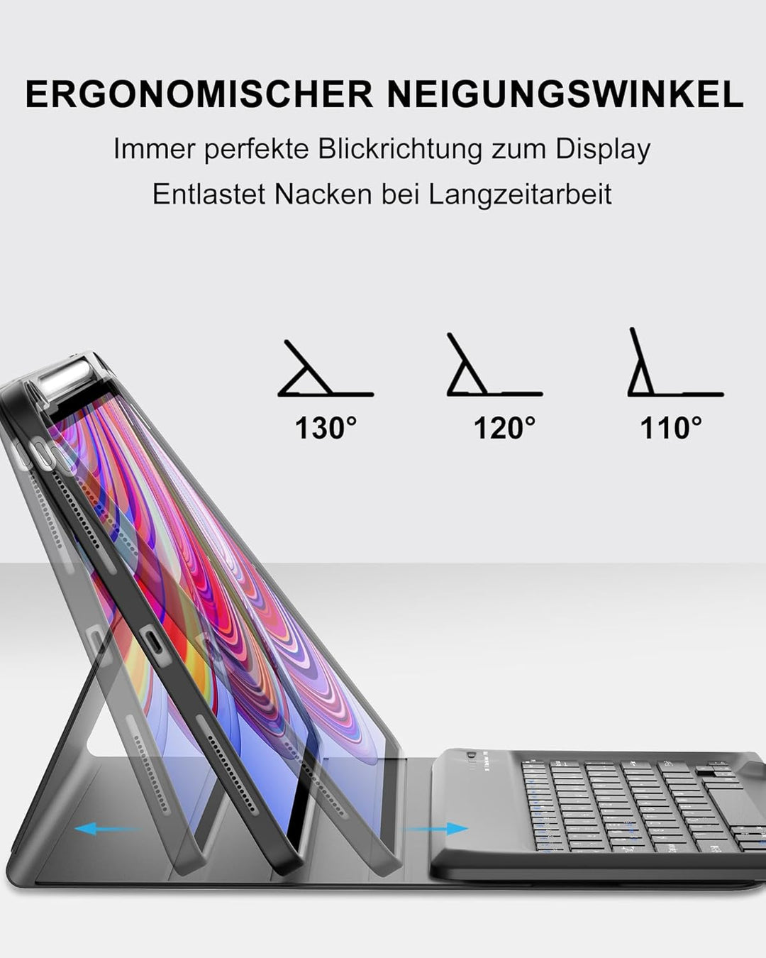 Hülle mit Tastatur für Xiaomi Redmi Pad Pro 12,1" (2024) & Poco Pad 12,1" (2024), Deutsche QWERTZ Ta