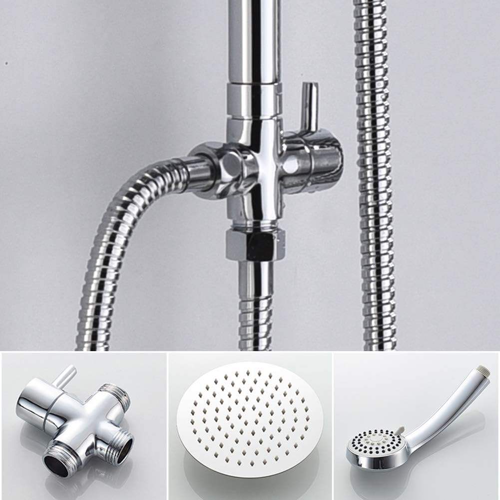 IBERGRIF Duschsystem mit Regendusche, Duschstange, Duschkopf mit Schlauch, Umsteller, Edelstahl Dusc