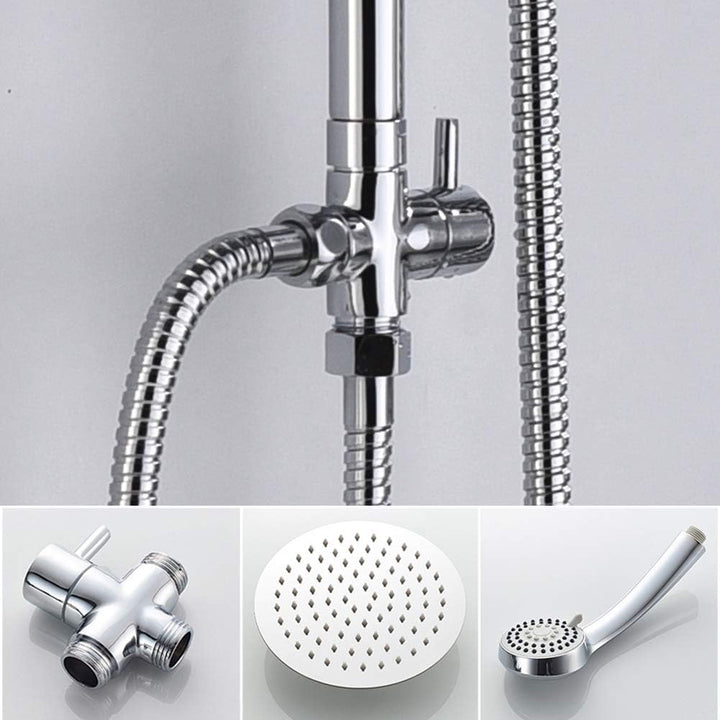 IBERGRIF Duschsystem mit Regendusche, Duschstange, Duschkopf mit Schlauch, Umsteller, Edelstahl Dusc