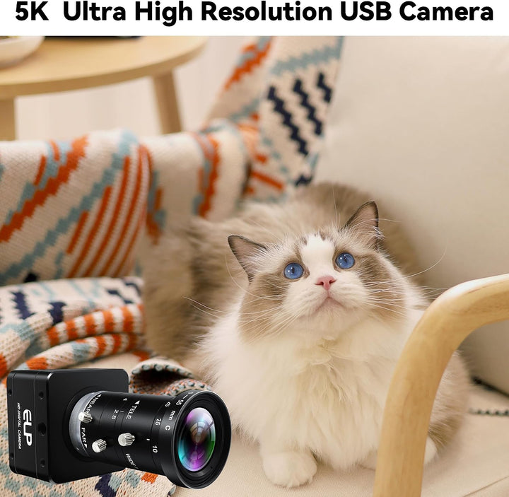 ELP 20MP 5K Ultra HD USB 3.0 Kamera, 5120 x 3840 27,5 fps Webcam mit hoher Bildrate, 10–55 mm 5-Fach