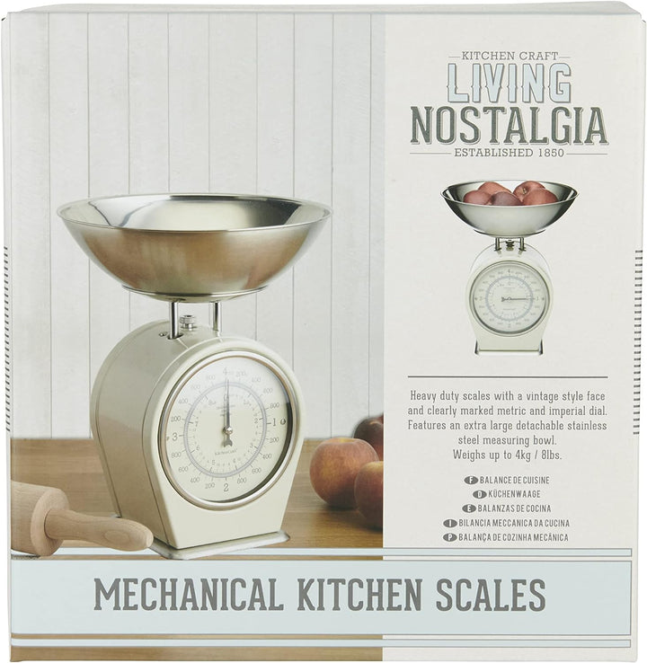 KitchenCraft Living Nostalgia Mechanische Küchenwaage, Traditionelle Waage in Vintage-Optik mit Wieg