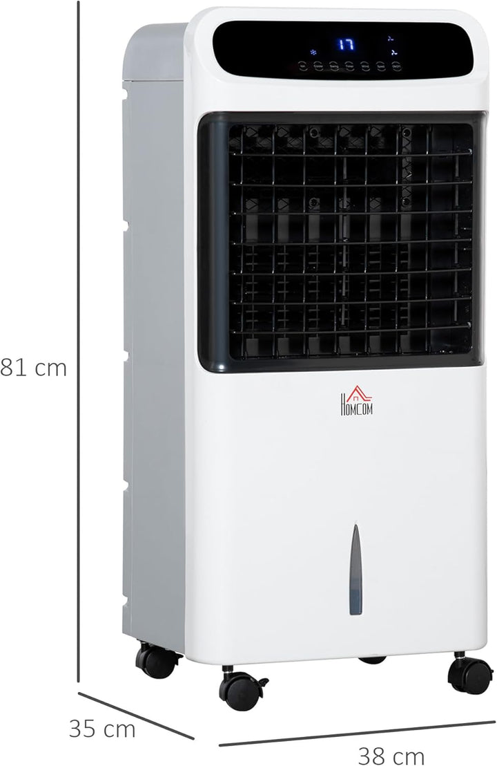 HOMCOM Luftkühler mit Wasserkühlung Leise mit Fernbedienung 81 cm 60° Oszillierende Ventilator Stand