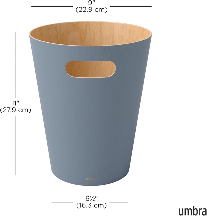 Umbra Woodrow Abfalleimer Holz, 7, 5l, Schieferblau, Schieferblau
