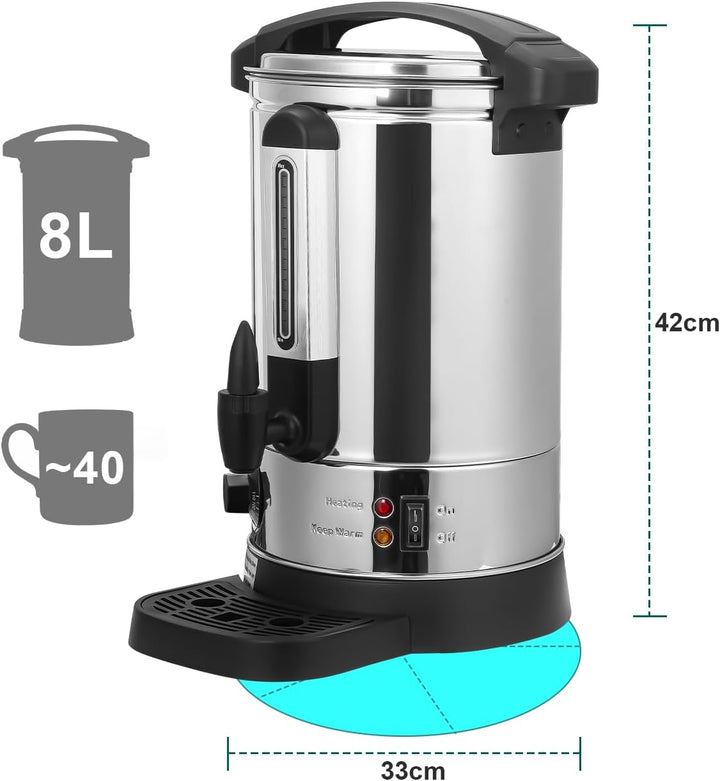 Gimisgu Glühweinkocher 8L Einkochautomat aus Edelstahl Glühweinkessel 1500W mit Thermostat Glühweina