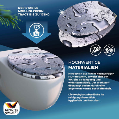 CASARIA® WC Sitz Doppelte Absenkautomatik MDF Holzkern hygienisch Rostfreie Scharniere 175kg Bad Toi
