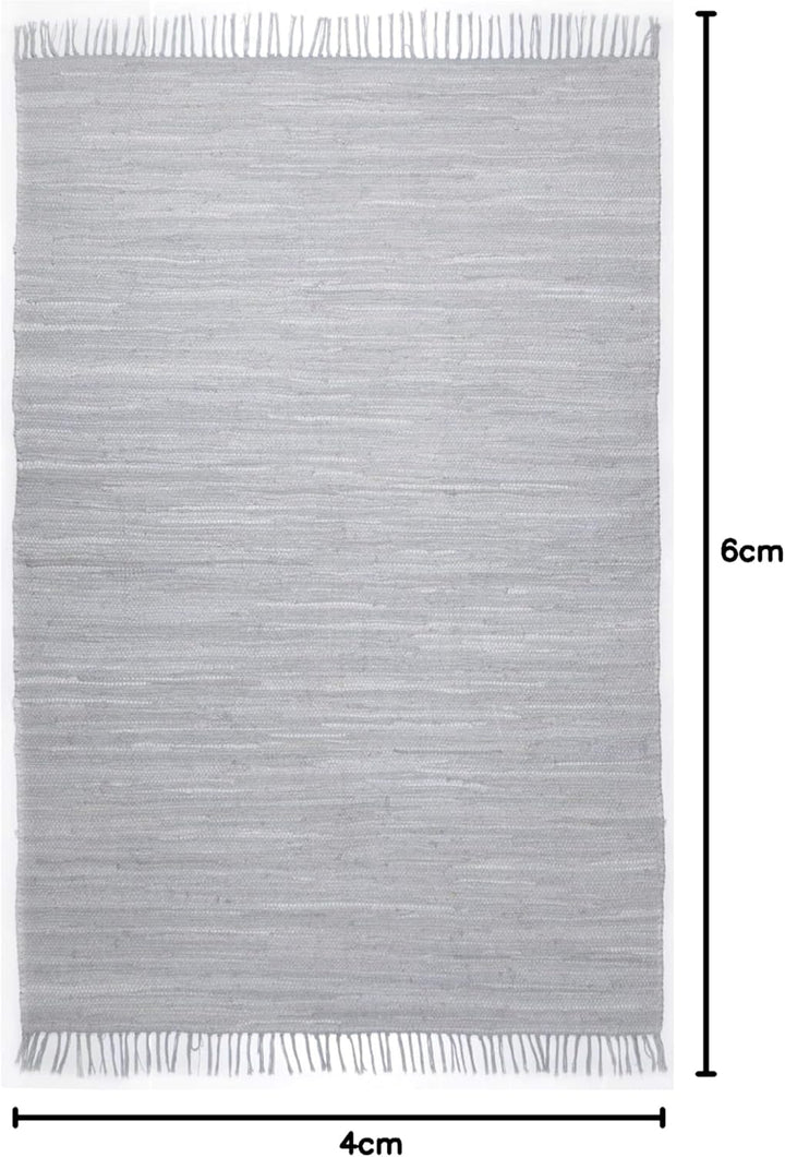 Theko | Dhurry Teppich aus 100% Baumwolle Flachgewebe Teppich Happy Cotton | handgewebt | Farbe: Gra