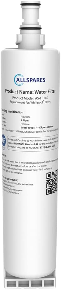 AllSpares Wasserfilter für Kühlschrank geeignet für Whirlpool SBS200 / SBS002 / SBS001 und Bauknecht