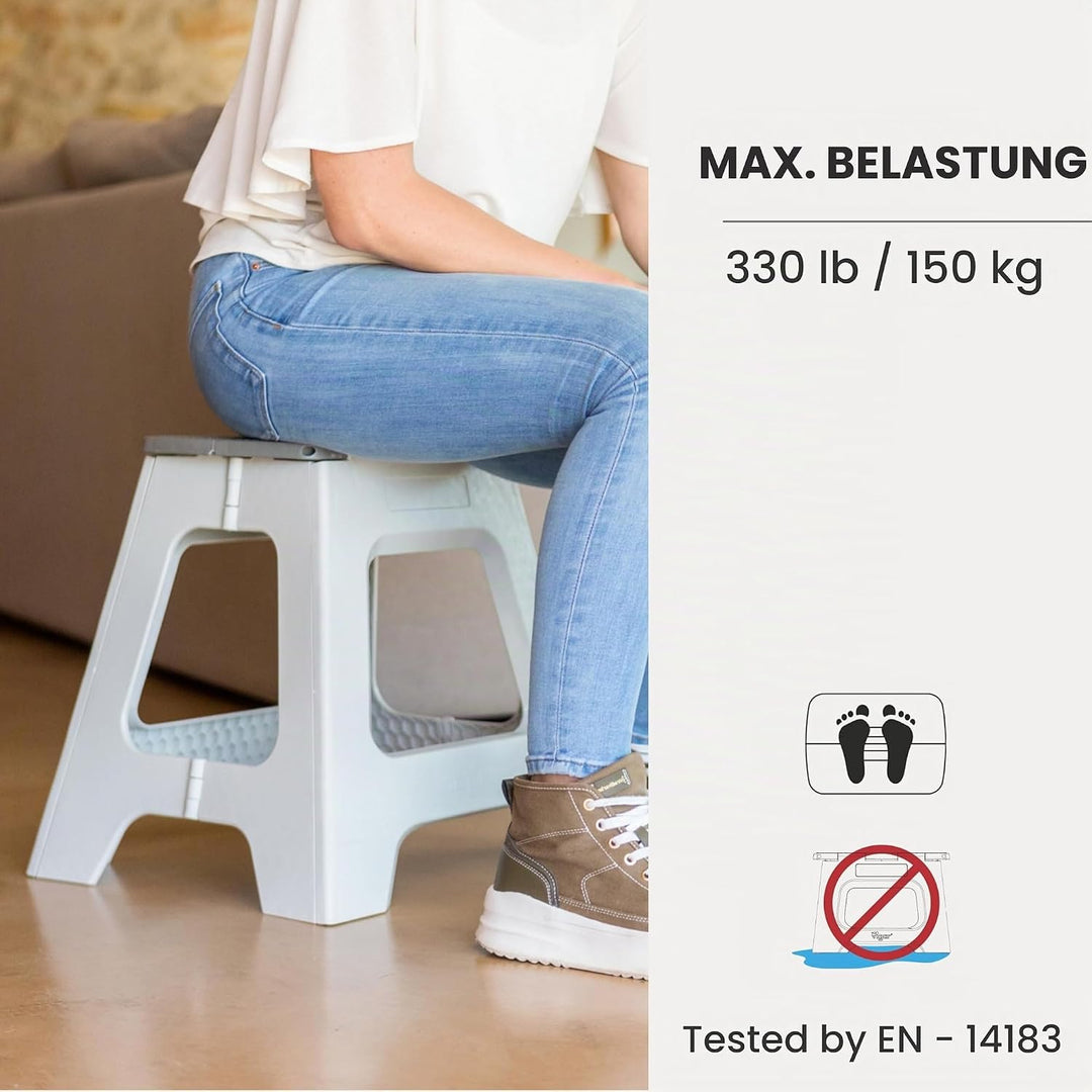 Vigar Compact Tritthocker klappbar 40 cm mit Griffen, Grau, 43x37x40 Grau 40 cm, 1-Step, Grau 40 cm,