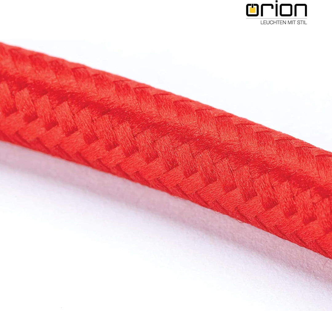 ORION LIGHTSTYLE Textilkabel für Lampen, 5 m Rot, 3-adrig, (3x 0,75 mm²) - Kunststoff Stromkabel mit