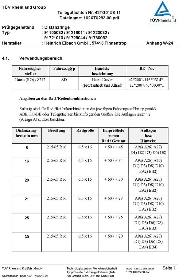 Spurverbreiterung Aluminium 2 Stück (30 mm pro Scheibe / 60 mm pro Achse) inkl. TÜV-Teilegutachten