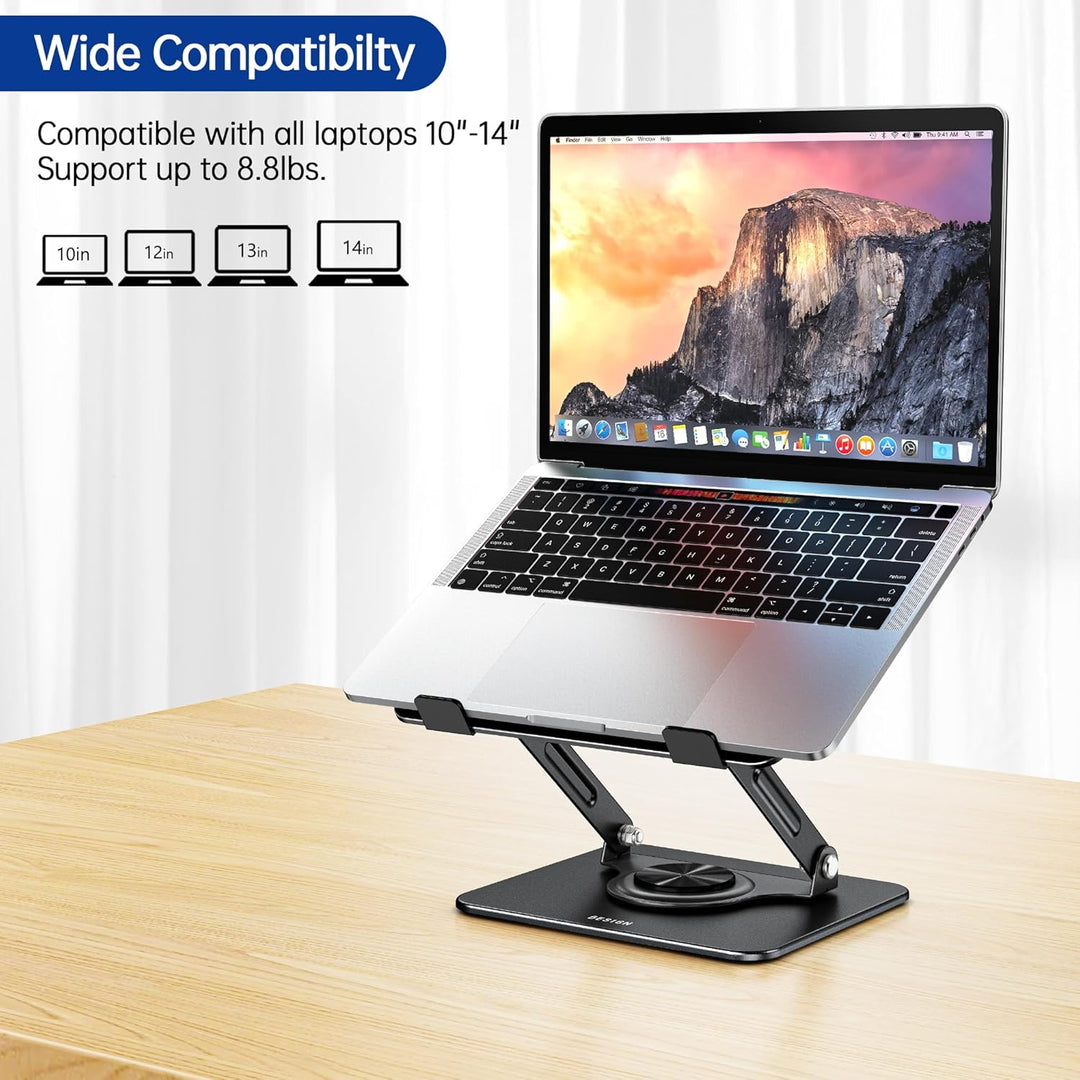 BESIGN LS11 Laptop ständer mit 360 Drehbarer Basis, Verstellbarer ergonomischer Notebook-Ständer, La