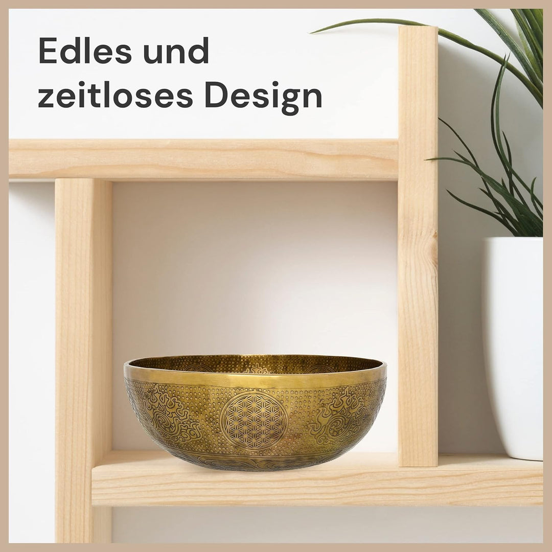 Tibetische Klangschale Blume des Lebens für Yoga, Meditation und Entspannung, Ø 35 cm, 4.000 Gramm,