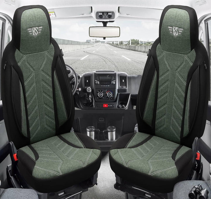 BREMER SITZBEZÜGE Mass Sitzbezüge Schonbezüge für Skoda Fabia 1 PLKT213 PLKT213 - Schwarz/Olivgrün F