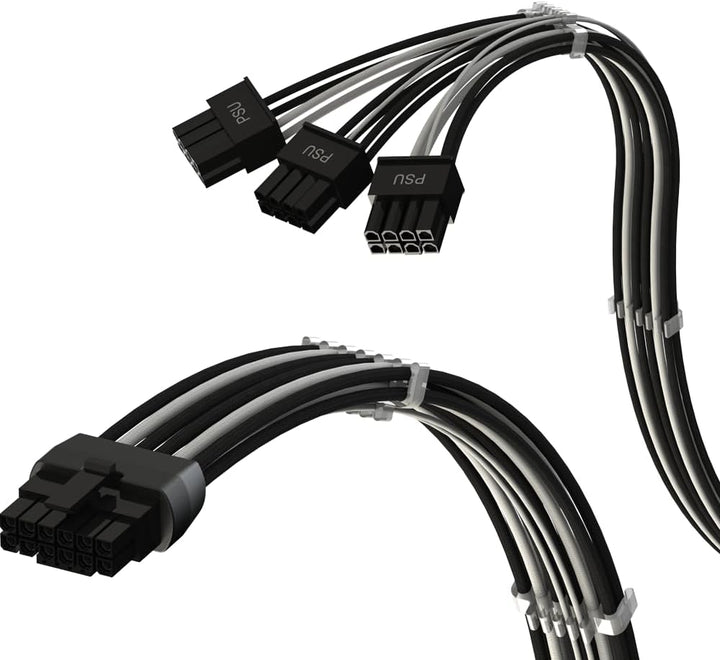 LINKUP - AVA PCIE 5.0 Geformtes & Gelötetes 16Pin (12+4) zu 3x8Pin | 16AWG Umhüllt | Kompatibel mit