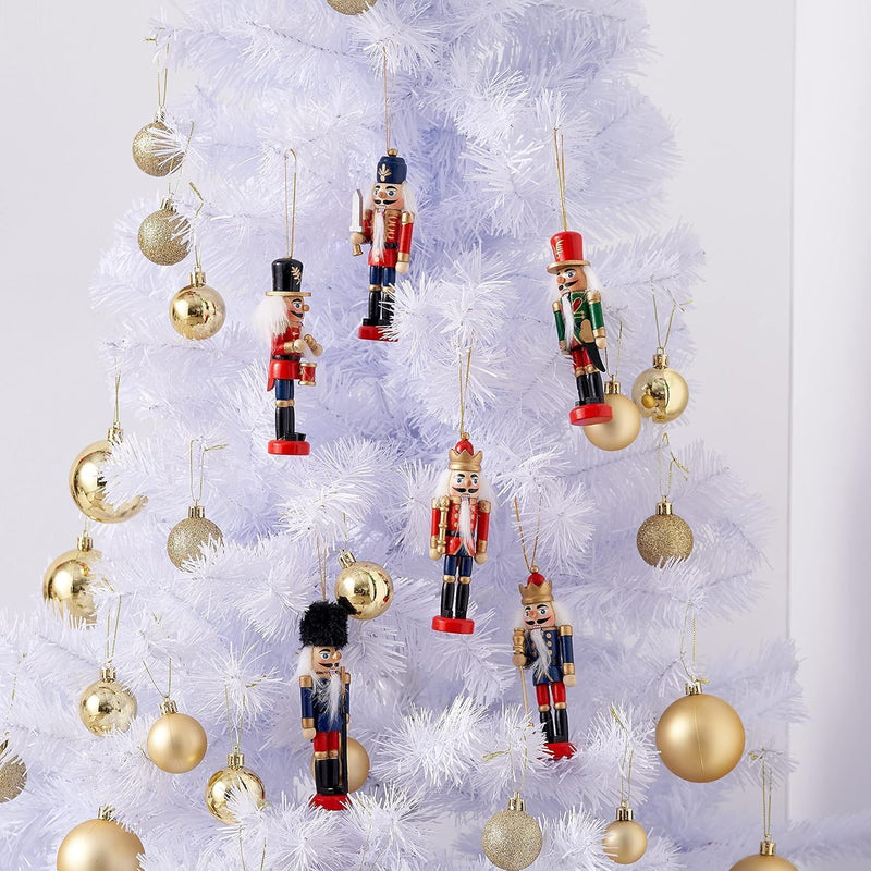 OUNONA 6 Stücke 4.7" Weihnachten Nussknacker Figuren Nussknacker Soldat Ornamente Holz Handbemalter