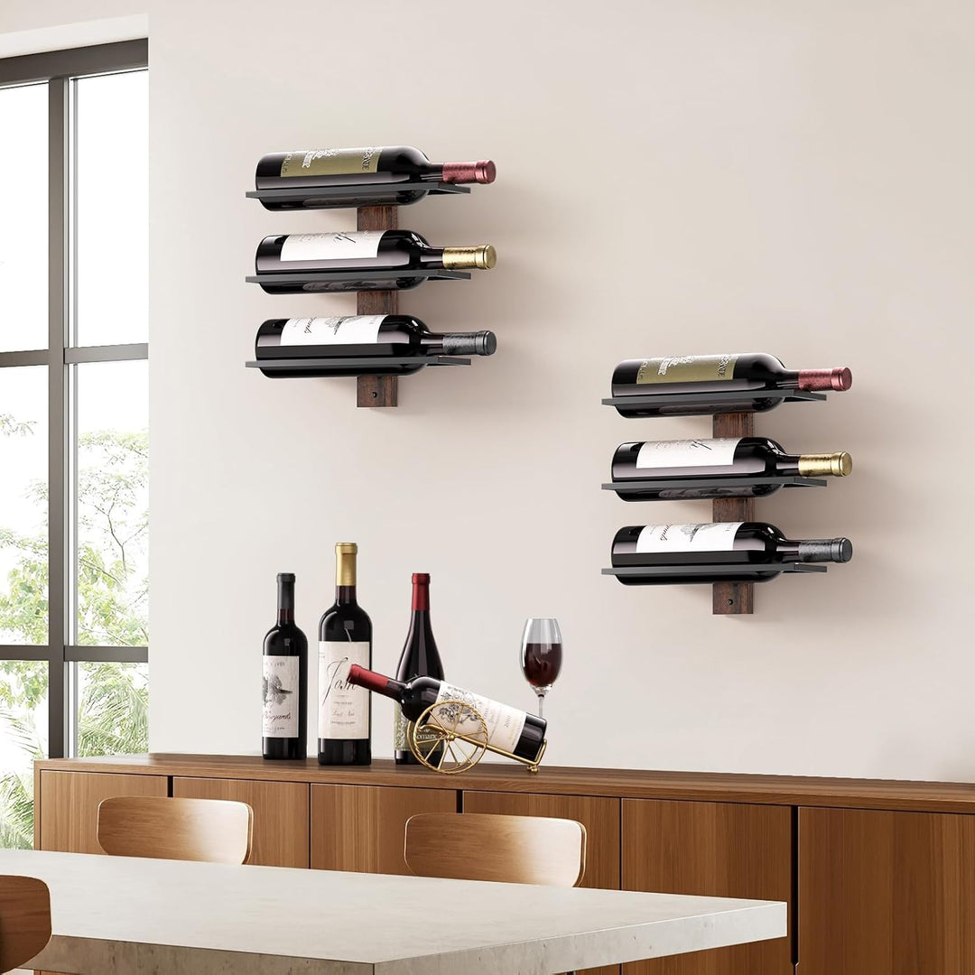 B4Life Weinregal Wandmontage für 6 Weinflaschen, Holz Weinregale für Wand, Weinhalter Weinflaschenre