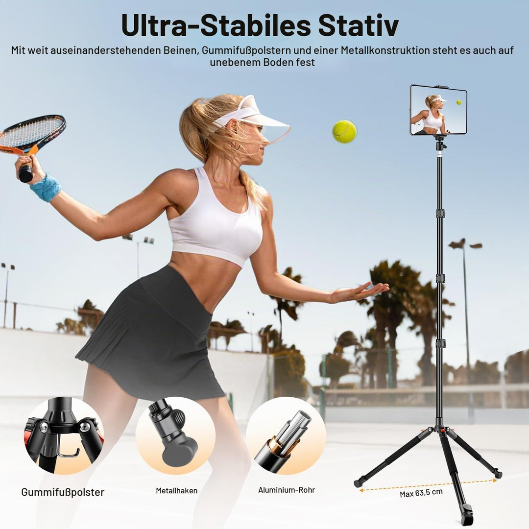 200cm Kamera Stativ, Leichtes Camera Tripod mit 360°Drehkugelkopf, Tragbar Fotografie Lichtstativ, A